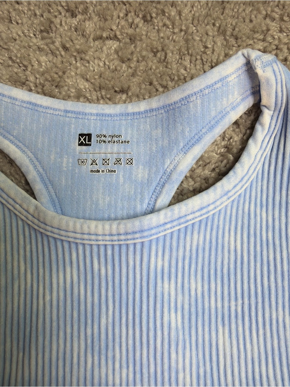 Ribbed Light Blue Racerback Crop Tank - Picture 2 of 3